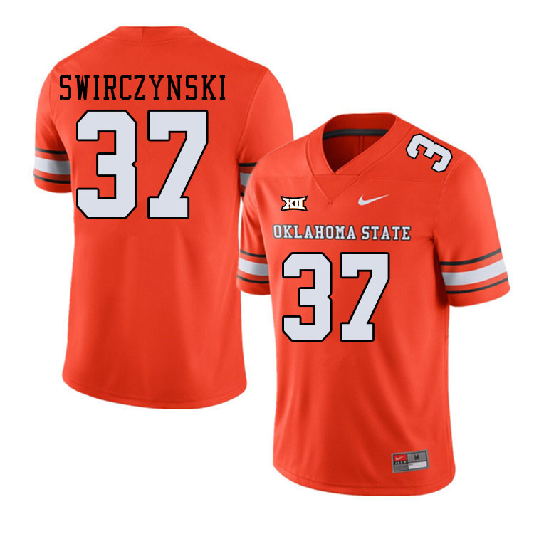 Men #37 Seth Swirczynski Oklahoma State Cowboys College Football Jerseys Stitched-Alternate Orange